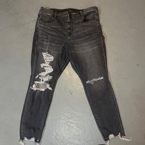grey american eagle ripped jeans. size 20.